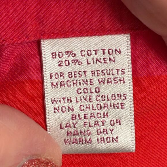 PETER MILLAR Plaid Button Up Blouse Pink Orange Women’s Size Small - Picture 7 of 7